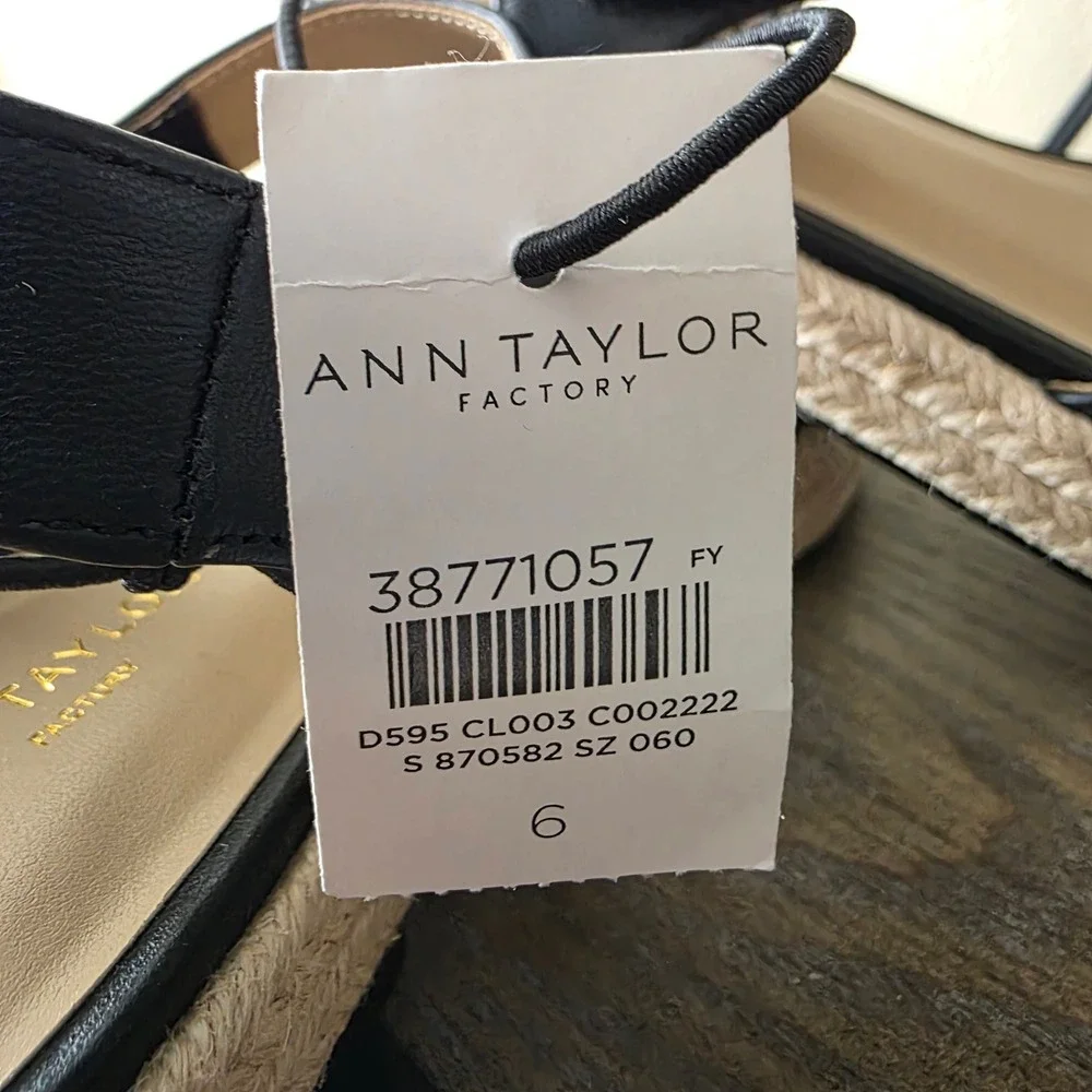 Ann‎ Taylor Factory Black Espadrille Platform Sandals Square Toe Size 6 38771057